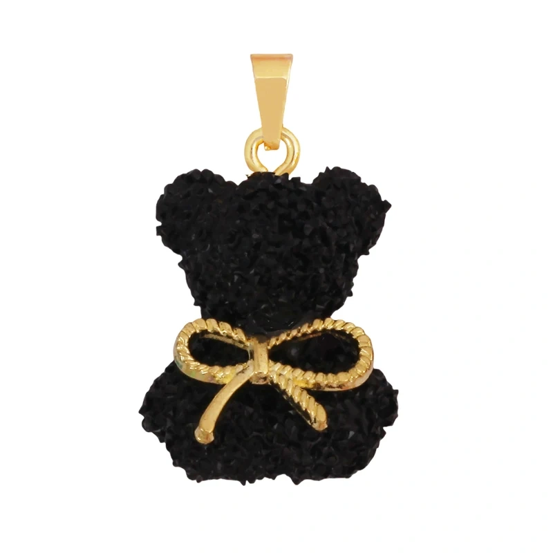 Cute Bear Animal Charm Pendant Inlaid Colourful Resin,Real 18K Gold Plated Jewelry Necklace Bracelet DIY Making Supplies K86