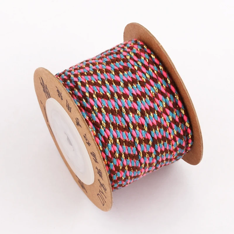 Trendy Colourful Golden Silk Thread 2mm 10 Meters Roll for Jewelry Design,Friendship Necklace Bracelet DIY Hand Making Supplies