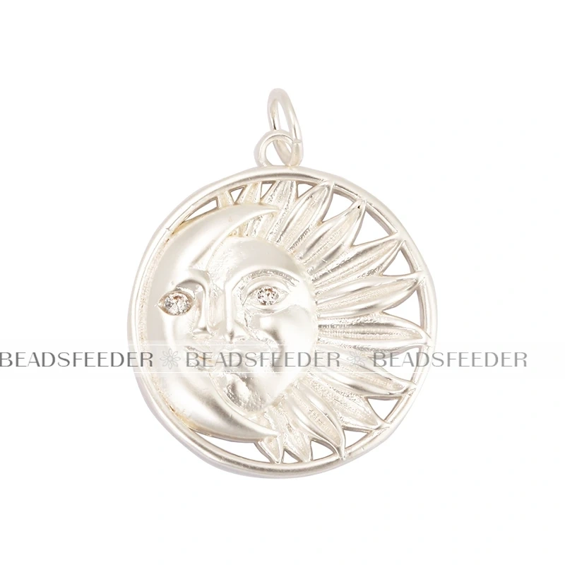 Apollo Sun-god Moon Evil Eye Wing Coin Charm Pendant,Mat 18K Gold Colour Plated ,Craft Jewelry Necklace WholeSale Supplies L13