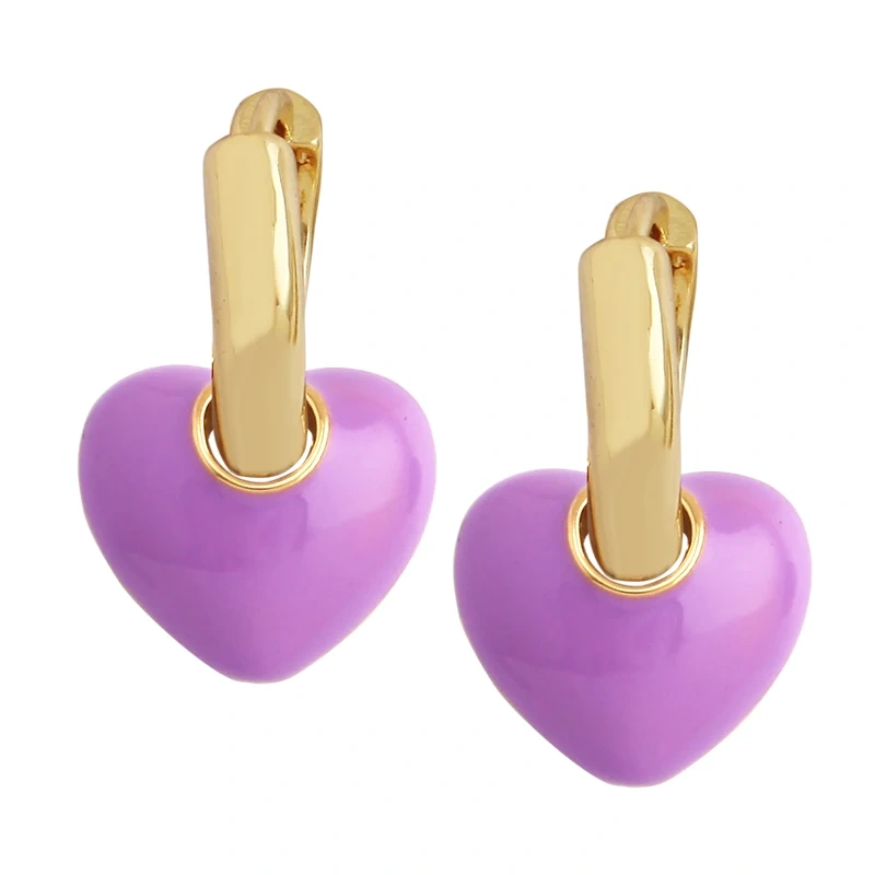 New Design Heart Enamel Earring,Red Pink Blue Rose Fashion Gold Plated Stud Jewelry For Partner Girlfriend Valentine Gift