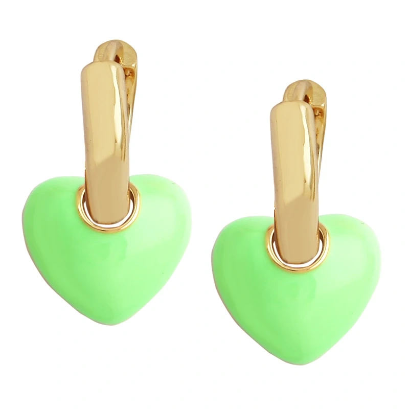 New Design Heart Enamel Earring,Red Pink Blue Rose Fashion Gold Plated Stud Jewelry For Partner Girlfriend Valentine Gift