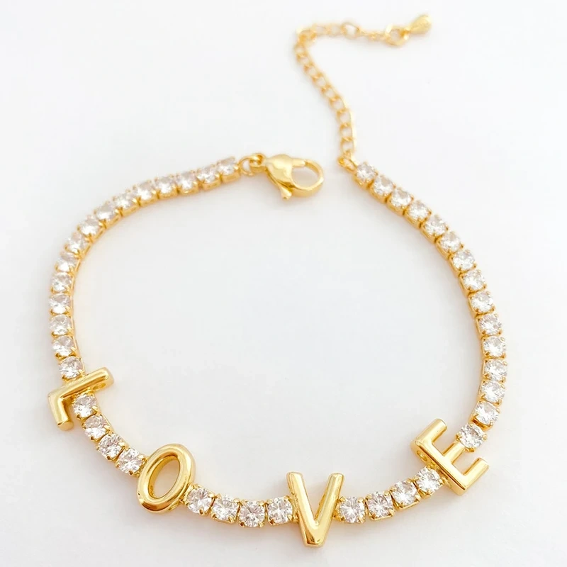 Max Jewel Love Mama Heart Cross Star Charm Bracelet with Lobster Shiny Bling ,18K Gold Plated Jewelry, Gift for Her Party Bar