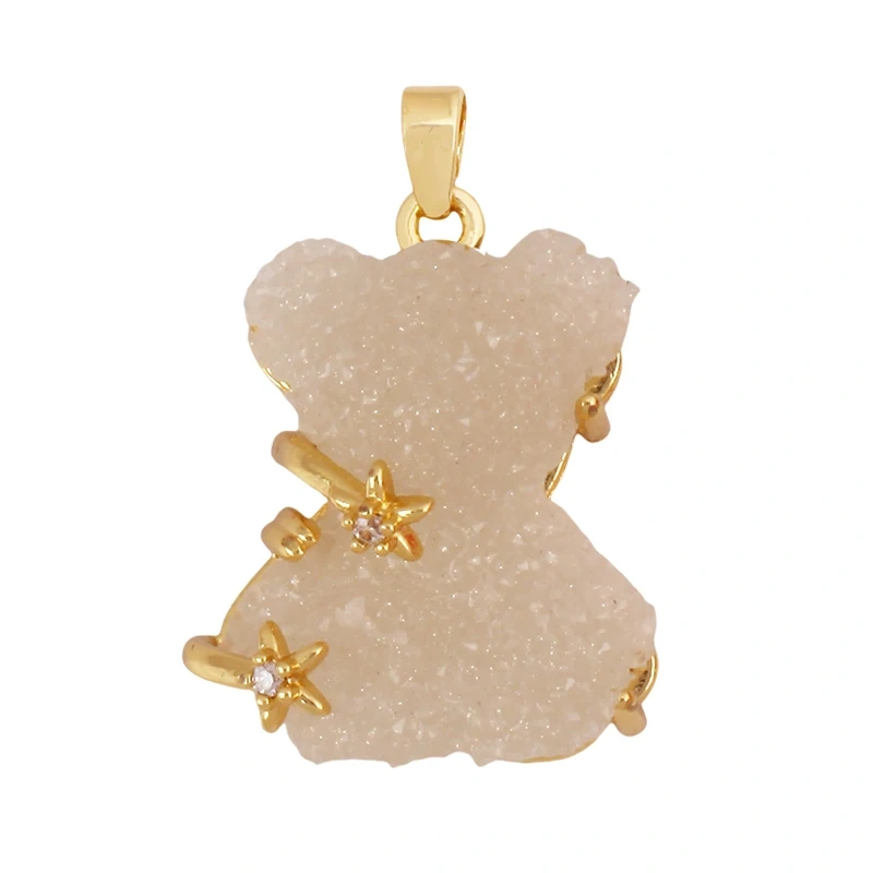Cute Bear Animal Charm Pendant Inlaid Colourful Resin,Real 18K Gold Plated Jewelry Necklace Bracelet DIY Making Supplies K86