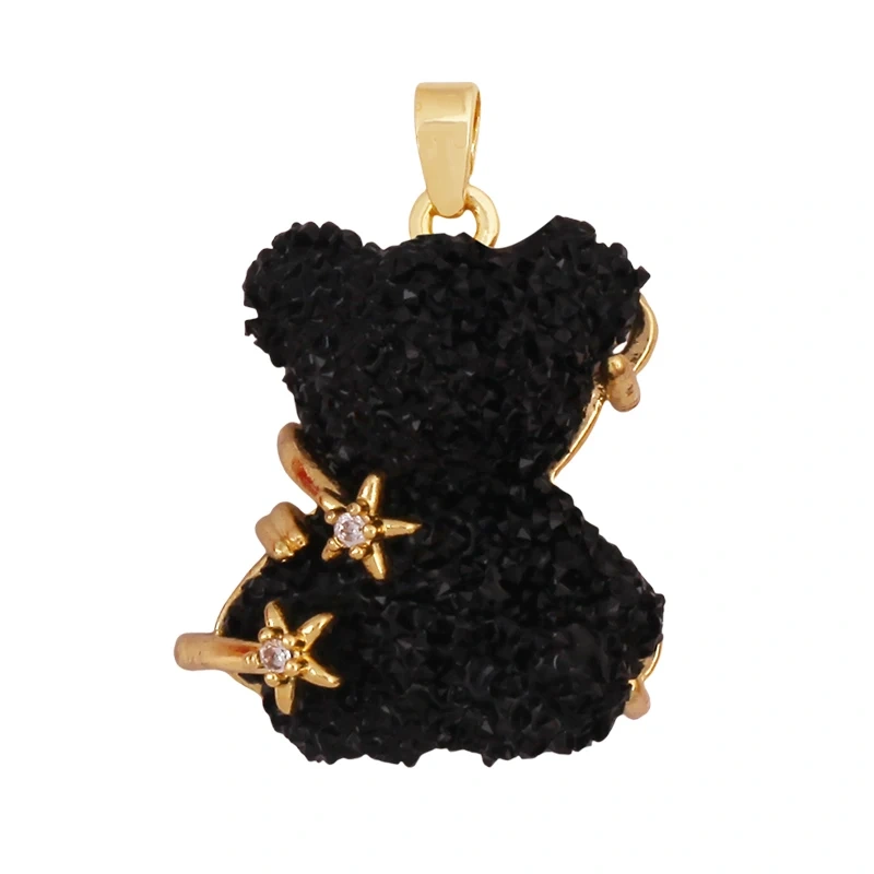 Cute Bear Animal Charm Pendant Inlaid Colourful Resin,Real 18K Gold Plated Jewelry Necklace Bracelet DIY Making Supplies K86