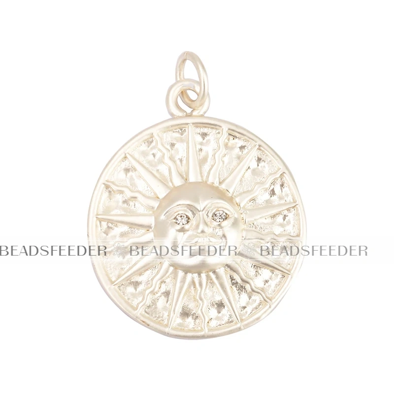 Apollo Sun-god Moon Evil Eye Wing Coin Charm Pendant,Mat 18K Gold Colour Plated ,Craft Jewelry Necklace WholeSale Supplies L13