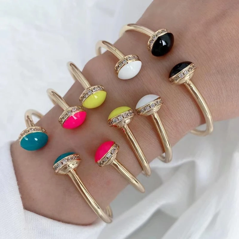 Newest Sweet Romantic Colorful Neon Enamel Oil Dropped Zircon Bracelet,Fashion Handmade Bangle Jewelry Party Summer Beach Gift