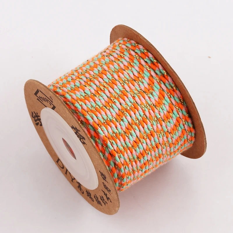 Trendy Colourful Golden Silk Thread 2mm 10 Meters Roll for Jewelry Design,Friendship Necklace Bracelet DIY Hand Making Supplies