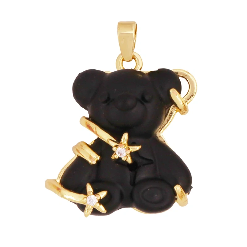 Cute Bear Animal Inlaid Colourful Resin Charm Pendant,Real 18K Gold Plated Jewelry Necklace Bracelet DIY Making Supplies K79