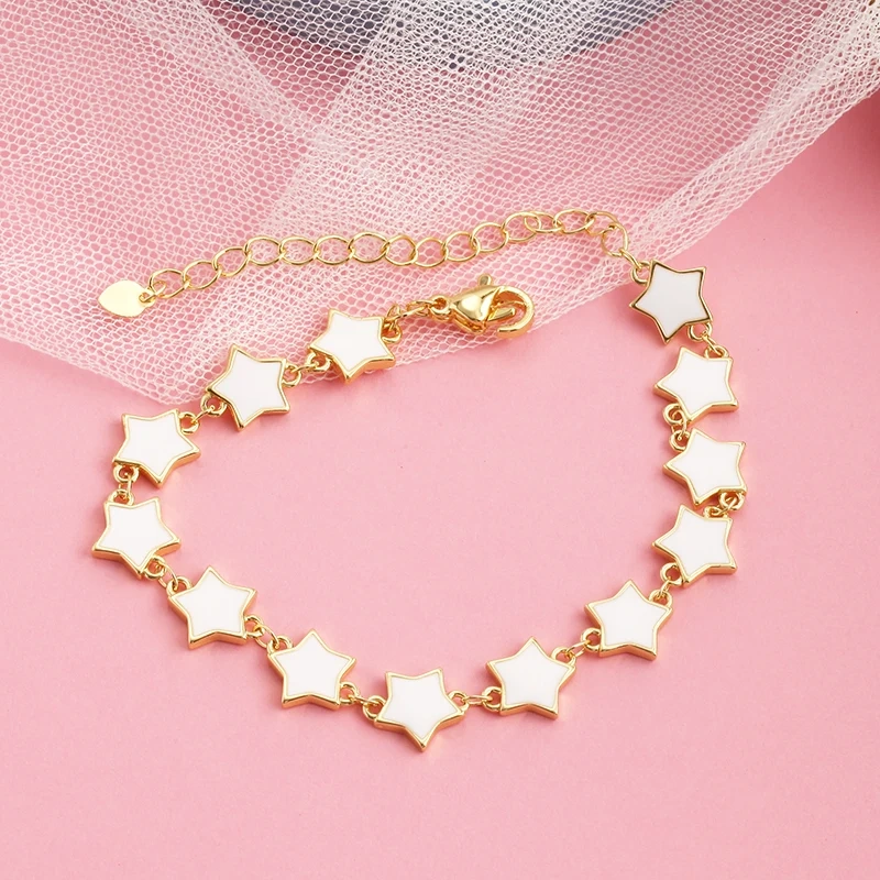 Max Jewel Love Mama Heart Cross Star Charm Bracelet with Lobster Shiny Bling ,18K Gold Plated Jewelry, Gift for Her Party Bar