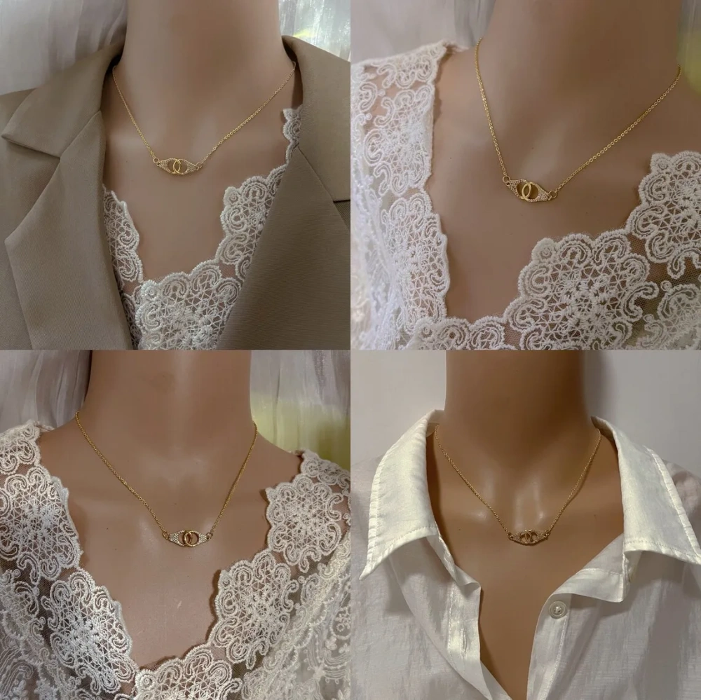 Adjustable Handcuffs Bracelet, Partners in Crime Gift  Friendship Best Friend Necklace Set , BFF Jewelry Fashion Elegant