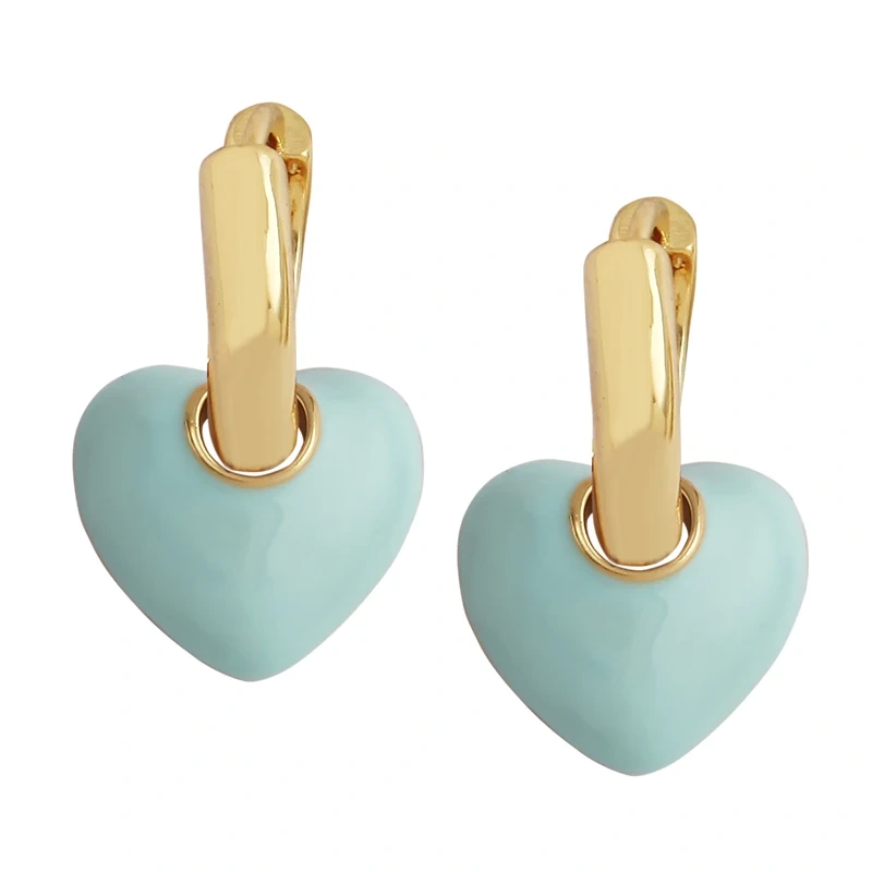 New Design Heart Enamel Earring,Red Pink Blue Rose Fashion Gold Plated Stud Jewelry For Partner Girlfriend Valentine Gift
