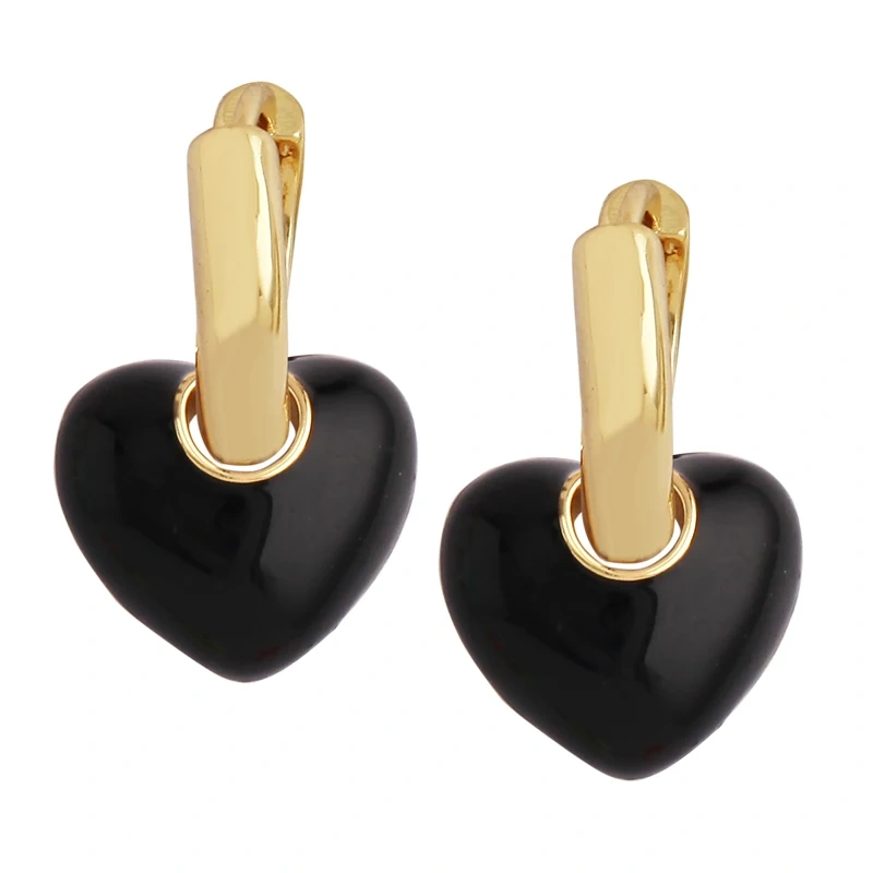 New Design Heart Enamel Earring,Red Pink Blue Rose Fashion Gold Plated Stud Jewelry For Partner Girlfriend Valentine Gift