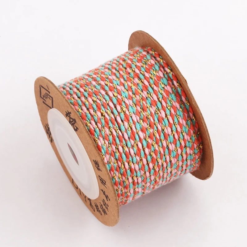 Trendy Colourful Golden Silk Thread 2mm 10 Meters Roll for Jewelry Design,Friendship Necklace Bracelet DIY Hand Making Supplies