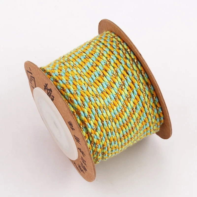 Trendy Colourful Golden Silk Thread 2mm 10 Meters Roll for Jewelry Design,Friendship Necklace Bracelet DIY Hand Making Supplies