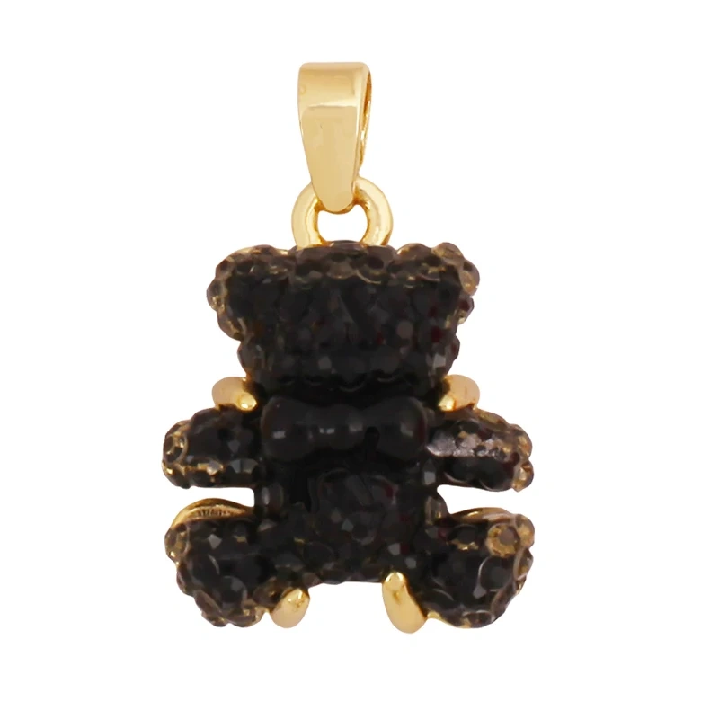 Cute Bear Animal Charm Pendant Inlaid Colourful Resin,Real 18K Gold Plated Jewelry Necklace Bracelet DIY Making Supplies K86
