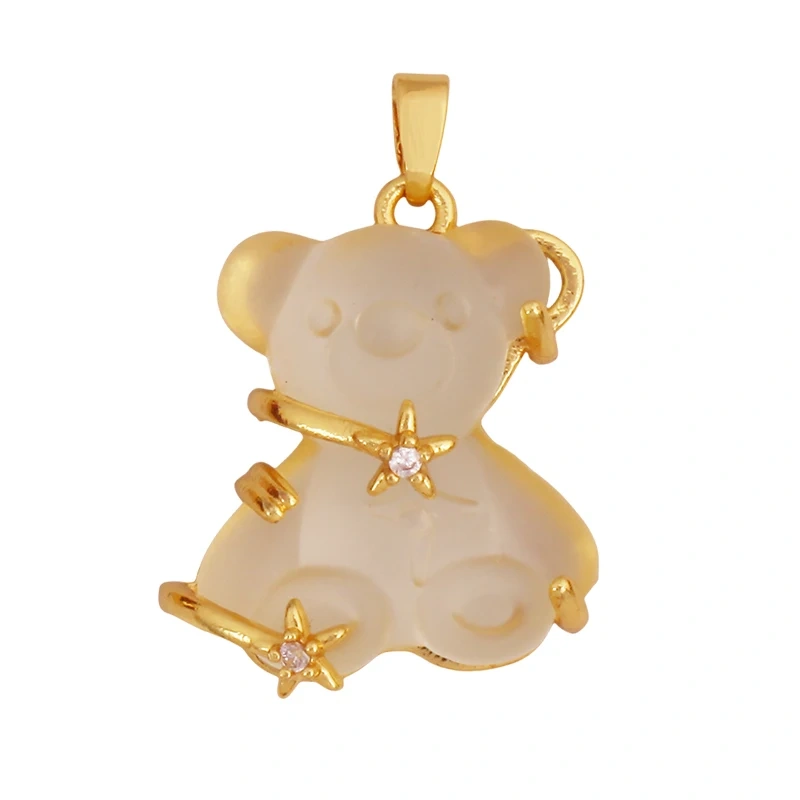 Cute Bear Animal Inlaid Colourful Resin Charm Pendant,Real 18K Gold Plated Jewelry Necklace Bracelet DIY Making Supplies K79