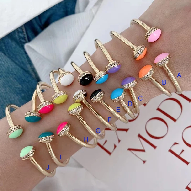 Newest Sweet Romantic Colorful Neon Enamel Oil Dropped Zircon Bracelet,Fashion Handmade Bangle Jewelry Party Summer Beach Gift