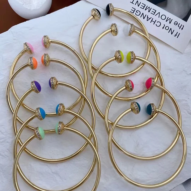 Newest Sweet Romantic Colorful Neon Enamel Oil Dropped Zircon Bracelet,Fashion Handmade Bangle Jewelry Party Summer Beach Gift