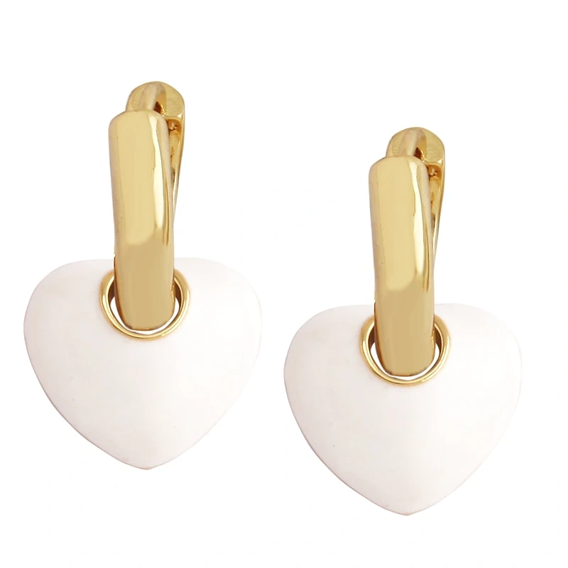 New Design Heart Enamel Earring,Red Pink Blue Rose Fashion Gold Plated Stud Jewelry For Partner Girlfriend Valentine Gift