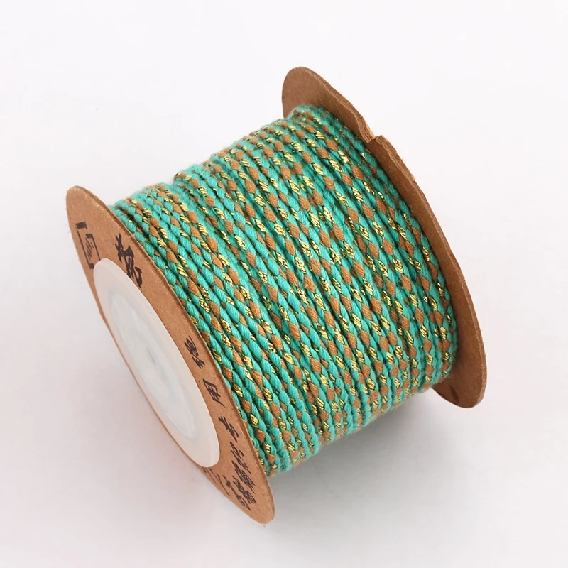 Trendy Colourful Golden Silk Thread 2mm 10 Meters Roll for Jewelry Design,Friendship Necklace Bracelet DIY Hand Making Supplies