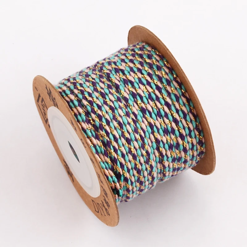 Trendy Colourful Golden Silk Thread 2mm 10 Meters Roll for Jewelry Design,Friendship Necklace Bracelet DIY Hand Making Supplies