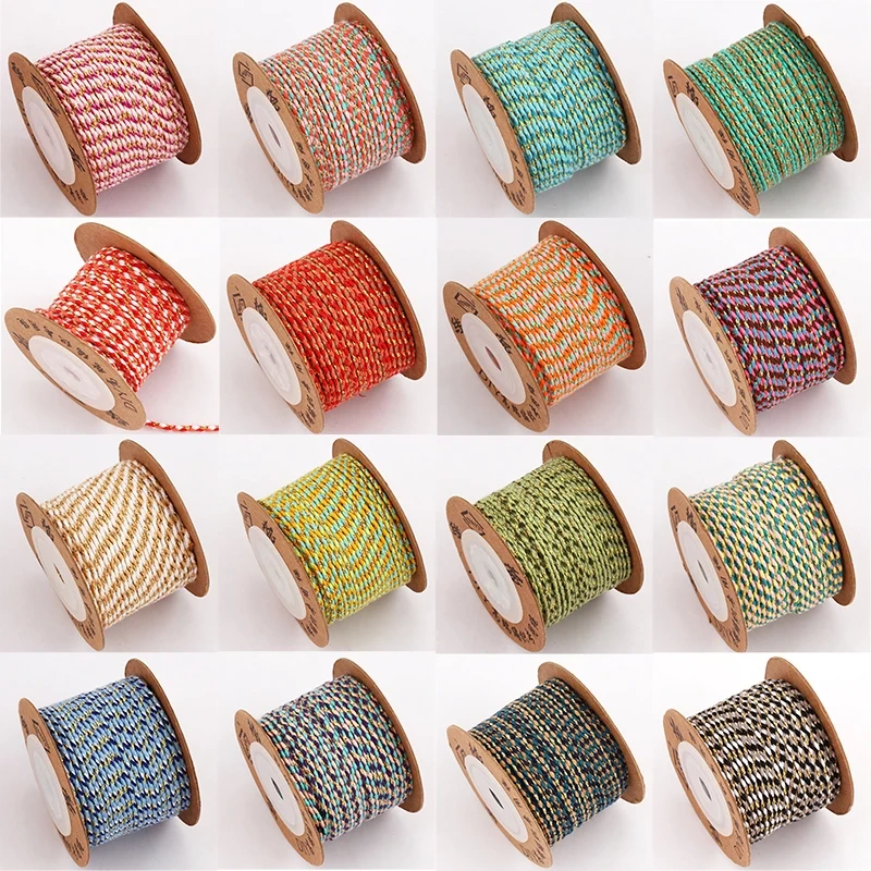 Trendy Colourful Golden Silk Thread 2mm 10 Meters Roll for Jewelry Design,Friendship Necklace Bracelet DIY Hand Making Supplies