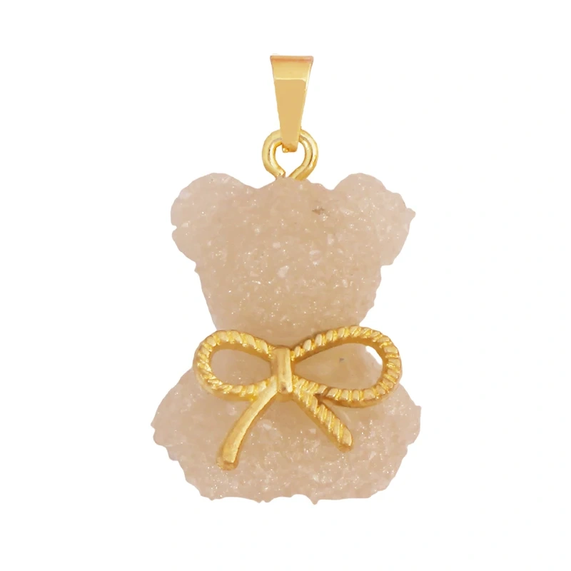 Cute Bear Animal Charm Pendant Inlaid Colourful Resin,Real 18K Gold Plated Jewelry Necklace Bracelet DIY Making Supplies K86