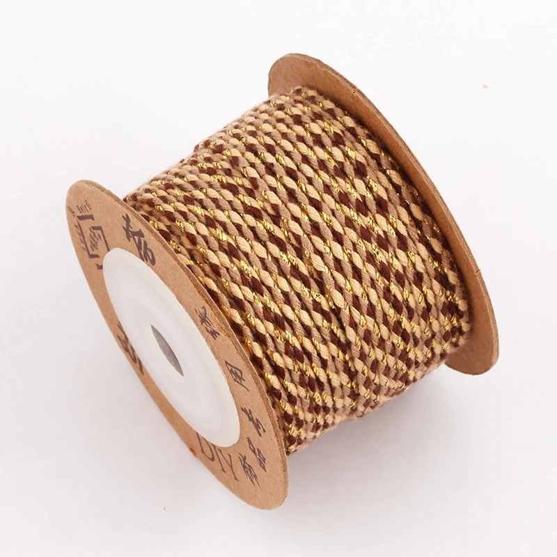 Trendy Colourful Golden Silk Thread 2mm 10 Meters Roll for Jewelry Design,Friendship Necklace Bracelet DIY Hand Making Supplies
