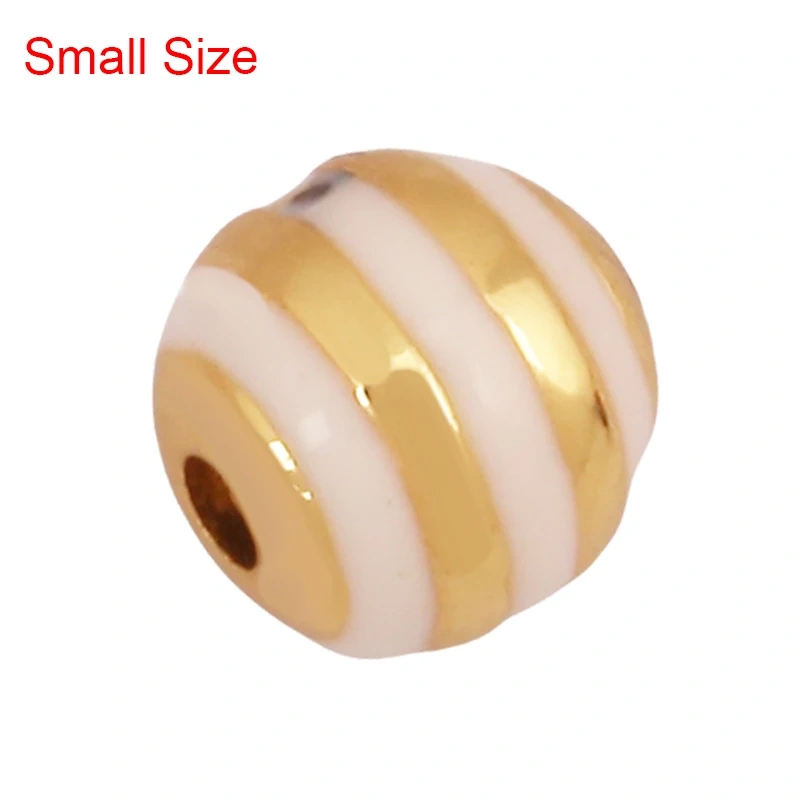 Trendy Colourful Enamel Stripe Spherical Geometry Bead,Real 18K Gold Plated DIY Bracelet Necklace Accessories Supplies K62