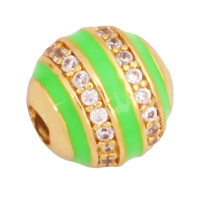 Trendy Colourful Enamel Stripe Spherical Geometry Bead,Real 18K Gold Plated DIY Bracelet Necklace Accessories Supplies K62