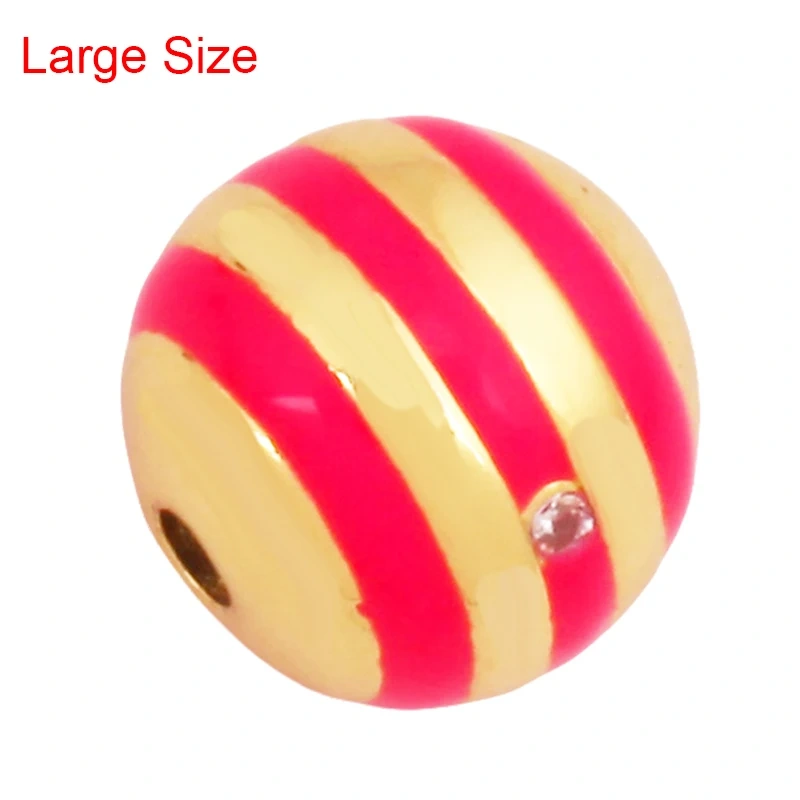 Trendy Colourful Enamel Stripe Spherical Geometry Bead,Real 18K Gold Plated DIY Bracelet Necklace Accessories Supplies K62