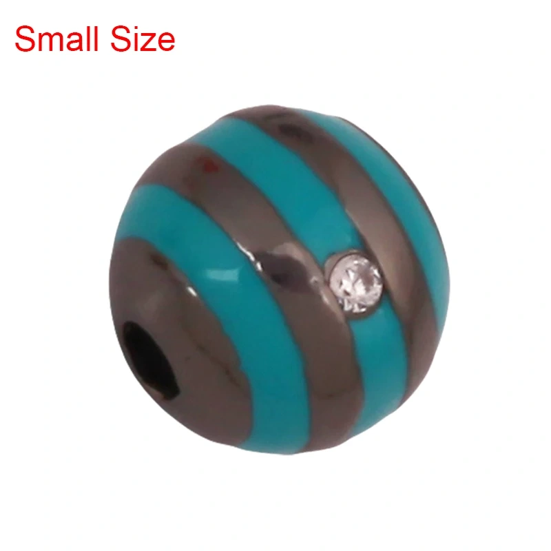 Trendy Colourful Enamel Stripe Spherical Geometry Bead,Real 18K Gold Plated DIY Bracelet Necklace Accessories Supplies K62