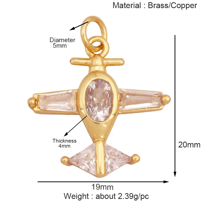 Jet Airplane Helicopter Aircraft Charm Pendant,Real 18K Gold  Plated Necklace Bracelet Earring Summer Beach Jewelry Supply K72