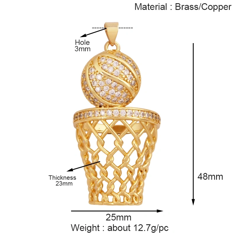 Trendy Sports Shirt Baseball Football Hockey Trophy Weightlifting Charm Pendant,18K Gold Plated DIY Necklace Jewelry Supply K75