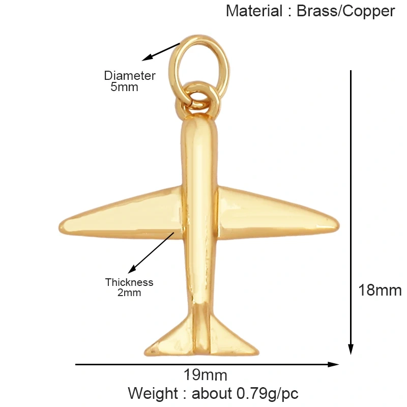 Jet Airplane Helicopter Aircraft Charm Pendant,Real 18K Gold  Plated Necklace Bracelet Earring Summer Beach Jewelry Supply K72