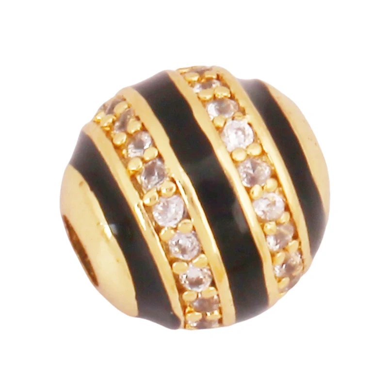 Trendy Colourful Enamel Stripe Spherical Geometry Bead,Real 18K Gold Plated DIY Bracelet Necklace Accessories Supplies K62