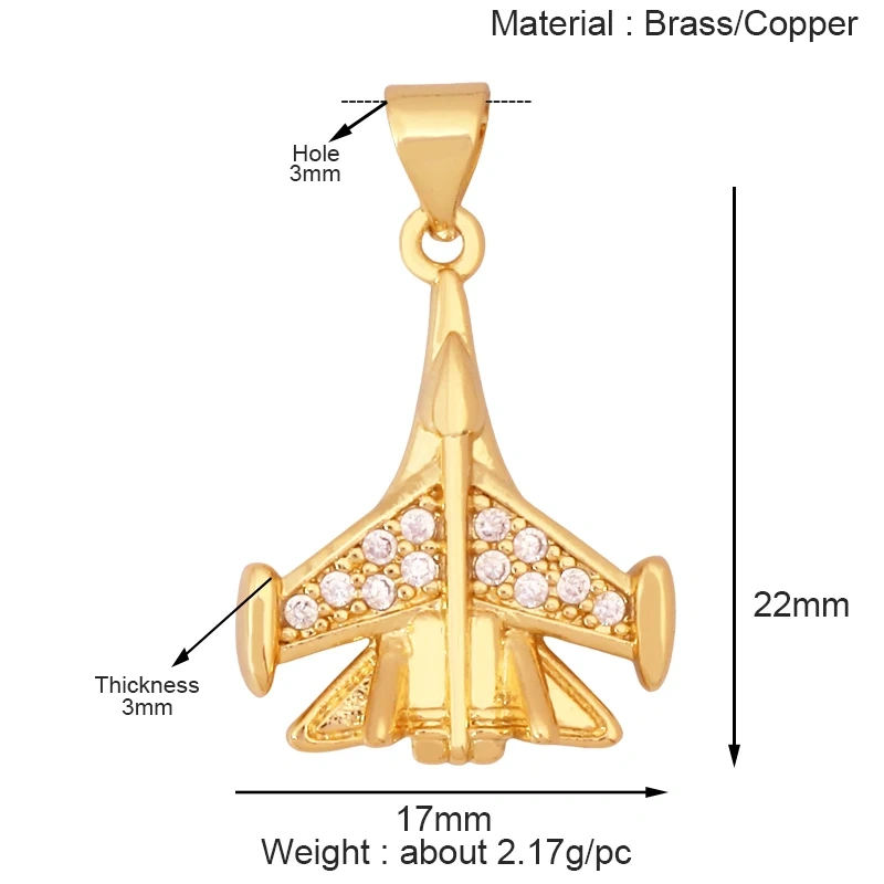 Jet Airplane Helicopter Aircraft Charm Pendant,Real 18K Gold  Plated Necklace Bracelet Earring Summer Beach Jewelry Supply K72