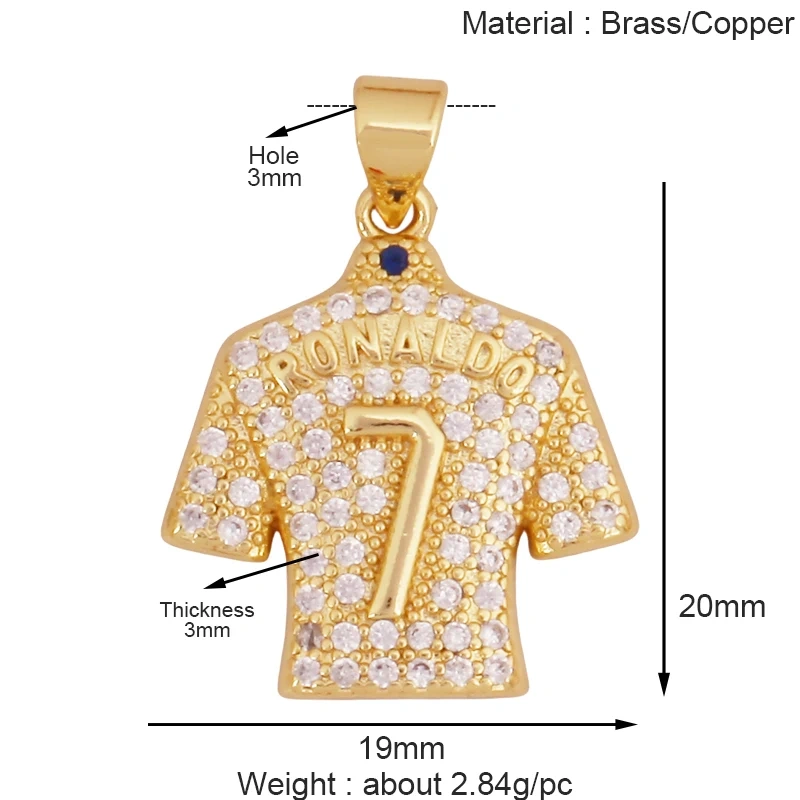 Trendy Sports Shirt Baseball Football Hockey Trophy Weightlifting Charm Pendant,18K Gold Plated DIY Necklace Jewelry Supply K75