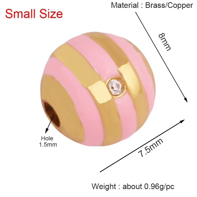 Trendy Colourful Enamel Stripe Spherical Geometry Bead,Real 18K Gold Plated DIY Bracelet Necklace Accessories Supplies K62