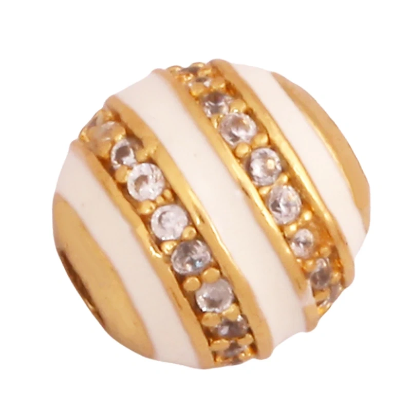 Trendy Colourful Enamel Stripe Spherical Geometry Bead,Real 18K Gold Plated DIY Bracelet Necklace Accessories Supplies K62
