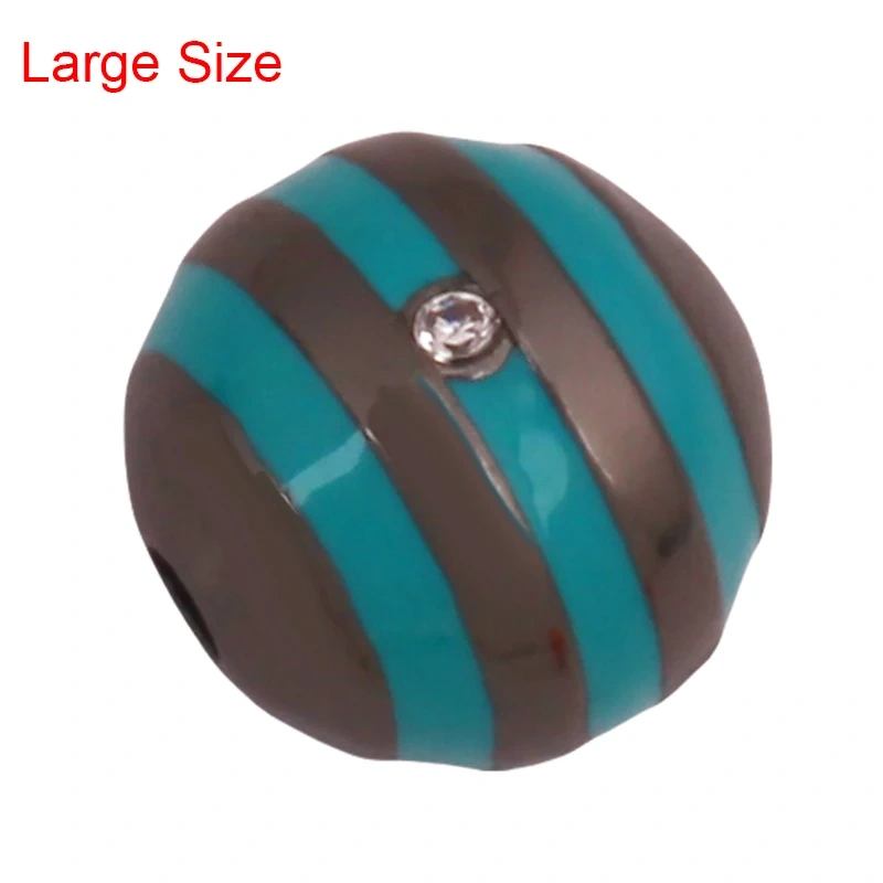 Trendy Colourful Enamel Stripe Spherical Geometry Bead,Real 18K Gold Plated DIY Bracelet Necklace Accessories Supplies K62