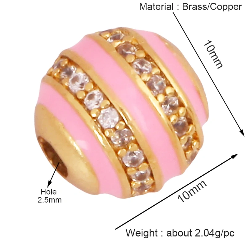 Trendy Colourful Enamel Stripe Spherical Geometry Bead,Real 18K Gold Plated DIY Bracelet Necklace Accessories Supplies K62