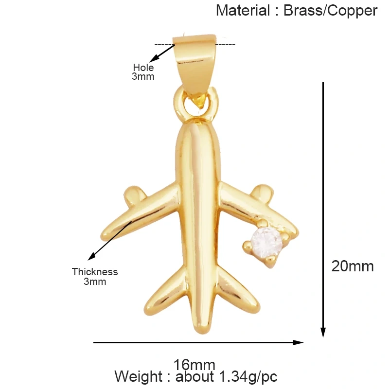 Jet Airplane Helicopter Aircraft Charm Pendant,Real 18K Gold  Plated Necklace Bracelet Earring Summer Beach Jewelry Supply K72