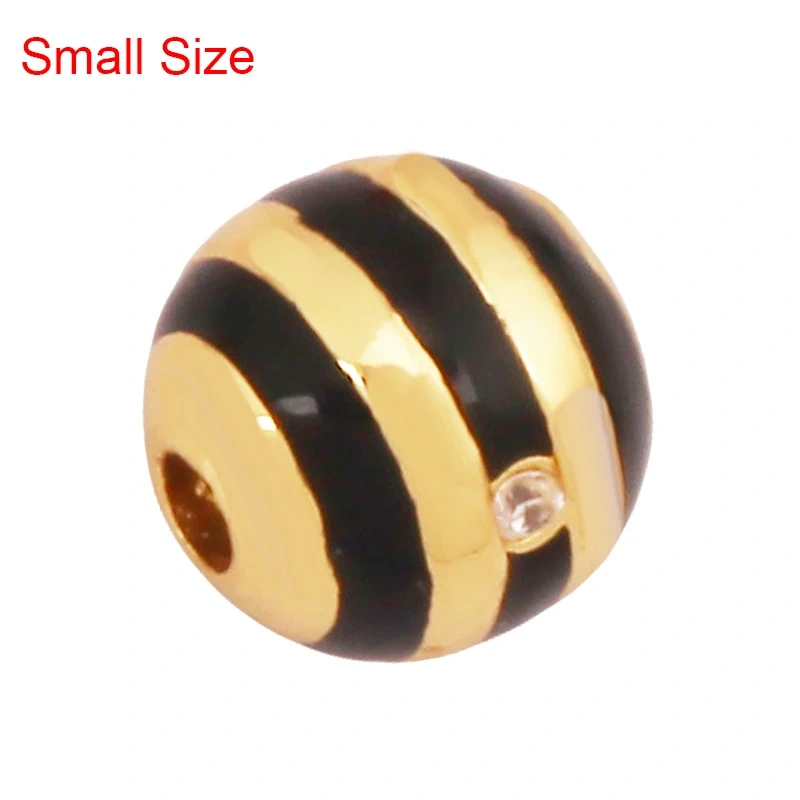 Trendy Colourful Enamel Stripe Spherical Geometry Bead,Real 18K Gold Plated DIY Bracelet Necklace Accessories Supplies K62