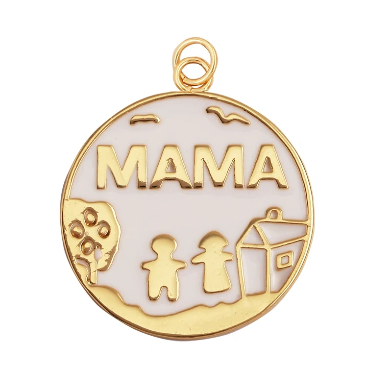 Fashion Heart Shape Mama Charm Pendant,Classics Love Colorful Cubic Zirconia Real 18K Gold Plated Craft Jewelry Supplies K84