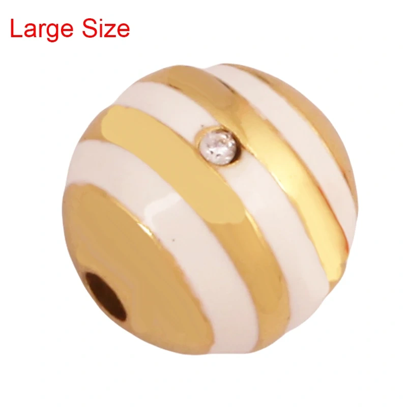 Trendy Colourful Enamel Stripe Spherical Geometry Bead,Real 18K Gold Plated DIY Bracelet Necklace Accessories Supplies K62
