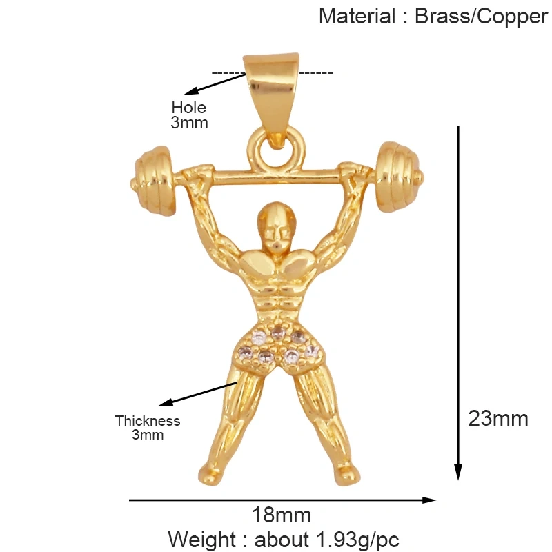 Trendy Sports Shirt Baseball Football Hockey Trophy Weightlifting Charm Pendant,18K Gold Plated DIY Necklace Jewelry Supply K75