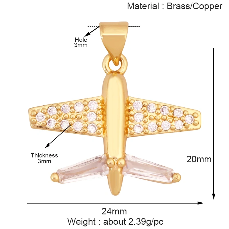 Jet Airplane Helicopter Aircraft Charm Pendant,Real 18K Gold  Plated Necklace Bracelet Earring Summer Beach Jewelry Supply K72