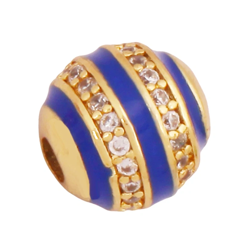 Trendy Colourful Enamel Stripe Spherical Geometry Bead,Real 18K Gold Plated DIY Bracelet Necklace Accessories Supplies K62