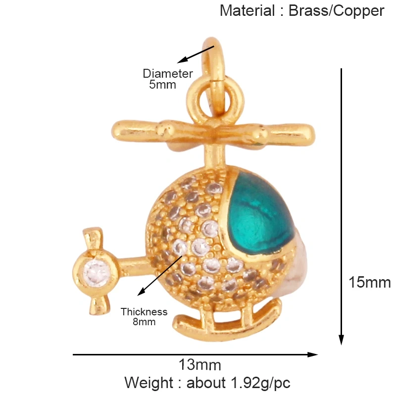 Jet Airplane Helicopter Aircraft Charm Pendant,Real 18K Gold  Plated Necklace Bracelet Earring Summer Beach Jewelry Supply K72